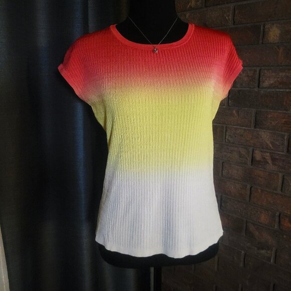 Jones New York Tops - Jones New York Women's Ombre Style Capped Sleeve Ribbed Top - Size L